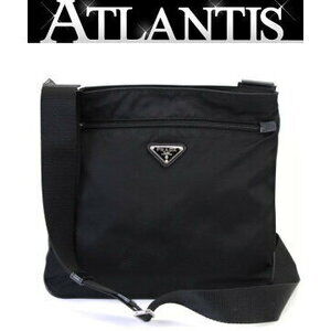Prada Triangle Logo Shoulder Bag Exterior Pocket Nylon Black